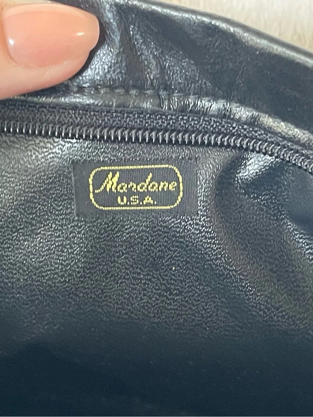 Vintage Mardane U.S.A. black leather clutch purse bag wristlet purse, soft